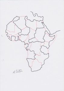 Africa. Four colour map theorem. Continuous line. Mick Burton, 1974.