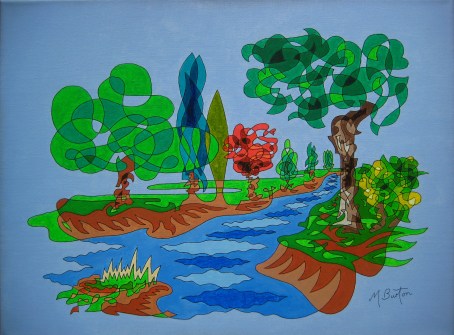 Skelldale is totally drawn with one continuous line and various colour sequences have been used. Mick Burton, 2013.