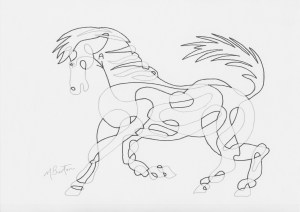 Alternate Overdraw of continuous line of horse.