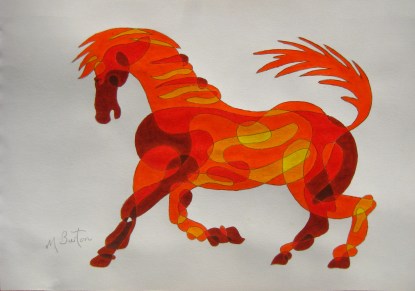 Fig 10. Third Colour Sequence pair of colours, in the negative direction, on the Continuous Line Horse. Mick Burton, Continuous Line Blog.