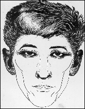 Identikit image of suspect for the murder of Elsie Batten, London, March 1961.