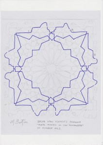 Minor continuous line, 2nd of two. Escher Islamic tile design. Mick Burton continuous line study.