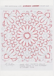 Main continuous line, Alternate Overdraw, choice 1. Mick Burton, Escher Mosaic study.