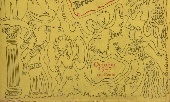 Antony and Cleopatra, detail of The New Season on Broadway, cover for Theatre Arts, October 1947,  by Doug Anderson.  One Line Drawing.