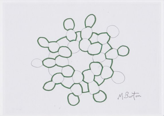 Continuous lines overdrawn on Skydiver formation design, using Four Colour Theory method. Mick Burton