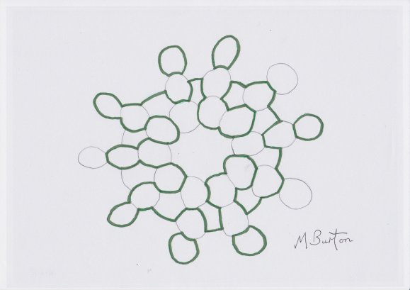 Continuous lines overdrawn on Skydiver formation design, using Four Colour Theory method. Mick Burton