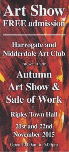 Harrogate and Nidderdale Art Club exhibition at Ripley Town Hall, near Harrogate, 21 & 22 November 2015.